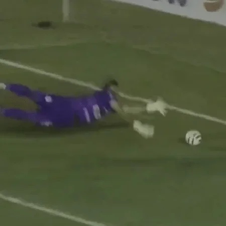 Goleiro da Inter de Limeira se estica para alcançar desvio do zagueiro